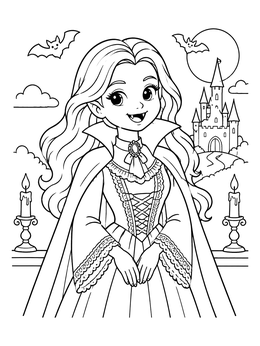 Free printable Cute Vampire Princess At Castle coloring page