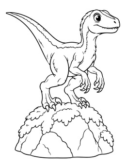 Free printable Cute Velociraptor On A Mossy Rock coloring page