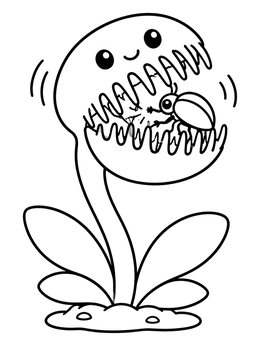 Free printable Cute Venus Flytrap Catching Beetle coloring page
