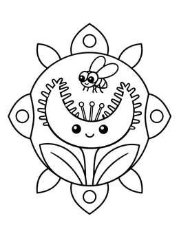 Free printable Cute Venus Flytrap With Little Fly coloring page