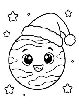 A cheerful cartoon planet with a hat stars in this venus coloring page.