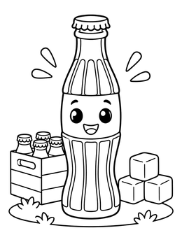 Free printable Cute Vintage Soda Bottle Cartoon coloring page