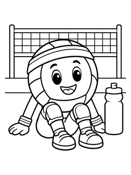 Free printable Cute Volleyball Character Taking A Break coloring page