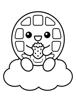 Free printable Cute Waffle On A Cloud coloring page