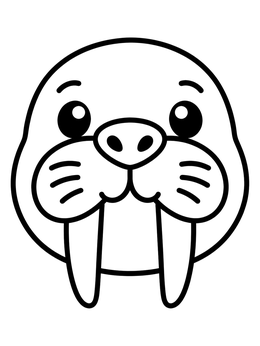 Free printable Cute Walrus Face With Long Tusks coloring page