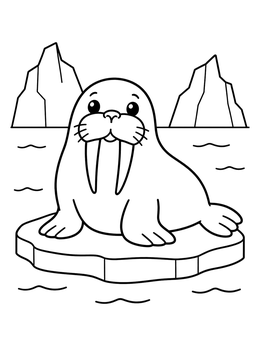 Free printable Cute Walrus On An Ice Floe coloring page