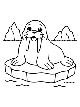 Free printable Cute Walrus On Ice Floe coloring page