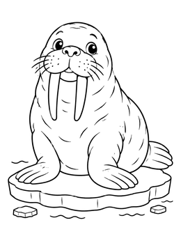 Free printable Cute Walrus Resting On Ice coloring page