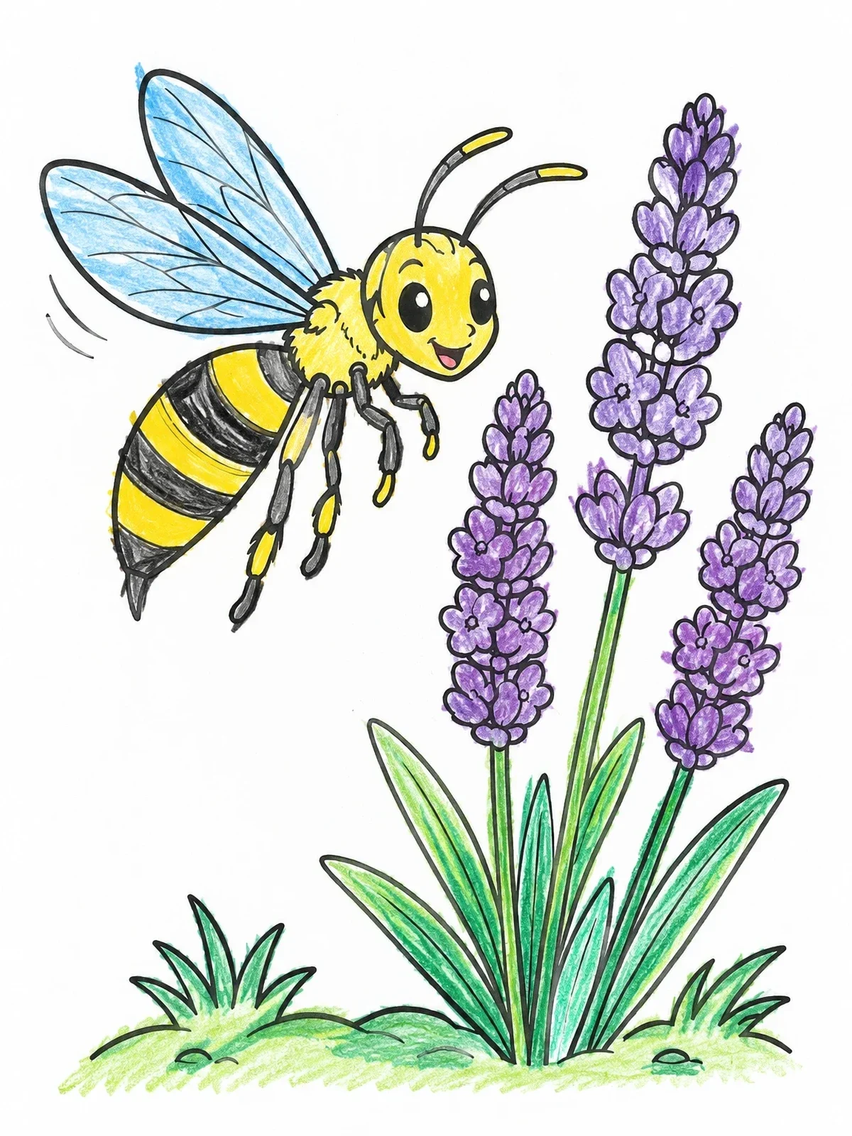 Colored example of the Cute Wasp By Blooming Lavender coloring page
