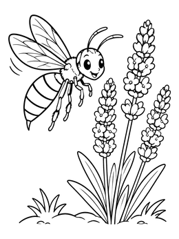 Free printable Cute Wasp By Blooming Lavender coloring page