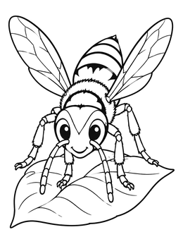 Free printable Cute Wasp On A Leaf coloring page