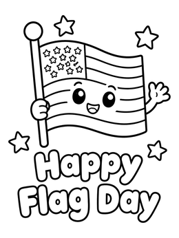 Free printable Cute Waving American Flag coloring page