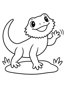 Free printable Cute Waving Bearded Dragon coloring page