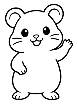 Free printable Cute Waving Cartoon Hamster coloring page