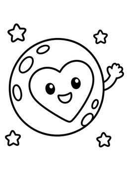 Free printable Cute Waving Pluto With Heart coloring page