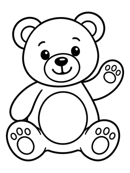 Free printable Cute Waving Teddy Bear coloring page