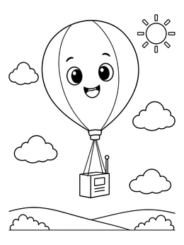 Free printable Cute Weather Balloon In The Sky coloring page