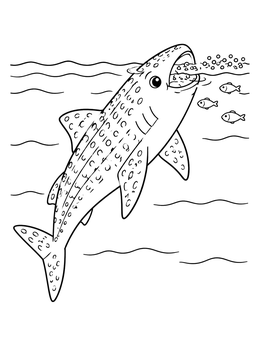 Free printable Cute Whale Shark Gulping Bubbles coloring page