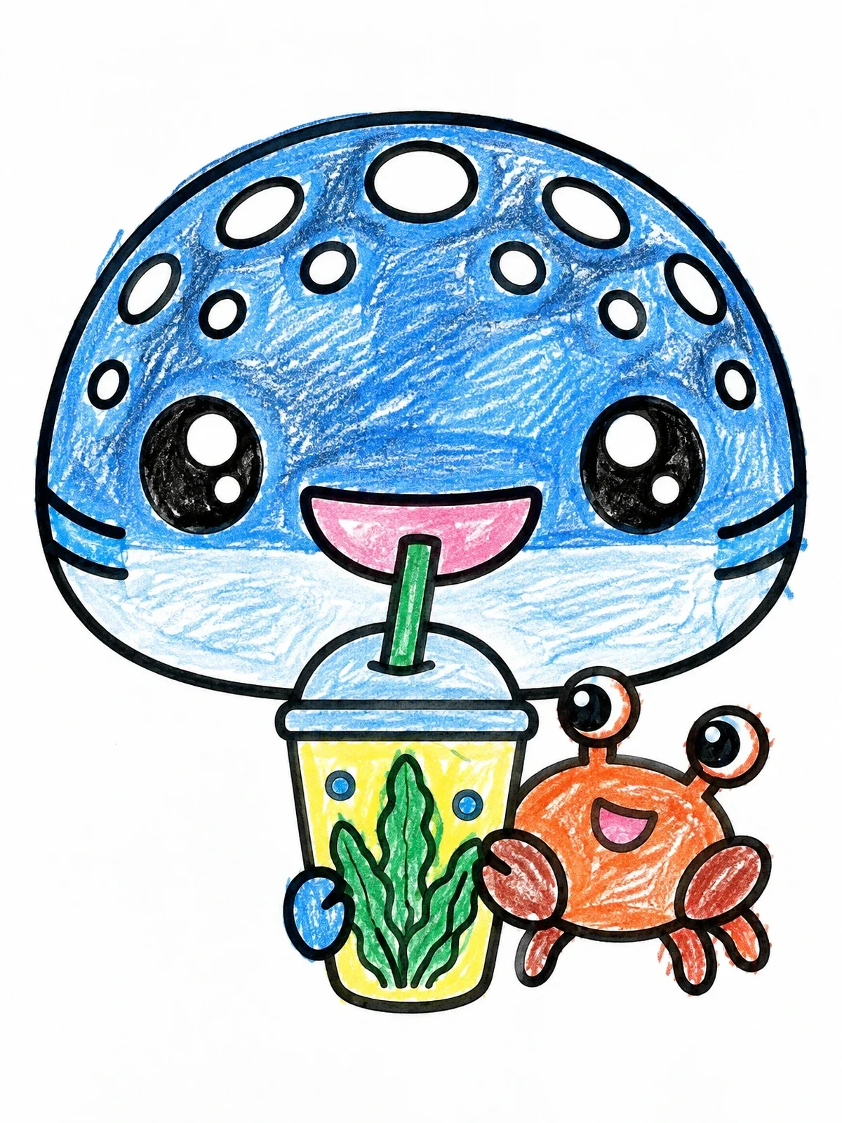 Colored example of the Cute Whale Shark And Little Crab coloring page