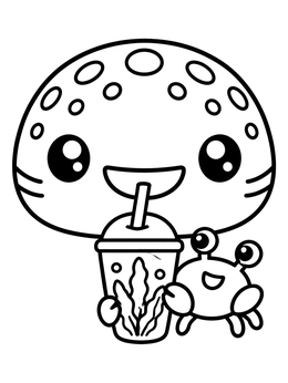 Free printable Cute Whale Shark And Little Crab coloring page