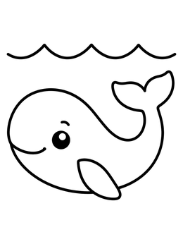 Free printable Cute Whale Under Ocean Waves coloring page