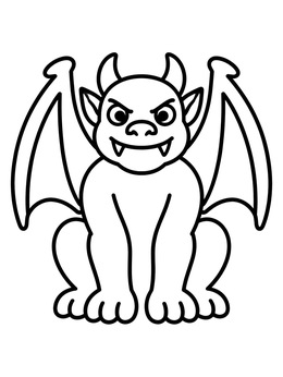 Free printable Cute Winged Gargoyle Monster coloring page