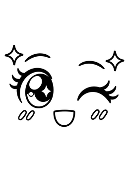 Free printable Cute Winking Anime Eyes And Smile coloring page