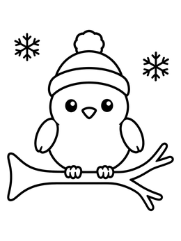Free printable Cute Winter Bird On Branch coloring page