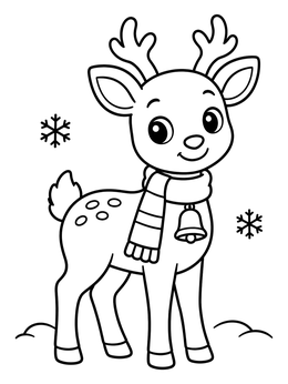 Free printable Cute Winter Deer With Scarf coloring page