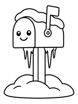 Free printable Cute Winter Mailbox With Icicles coloring page