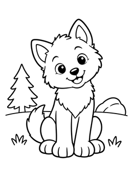 Free printable Cute Wolf Pup In Nature coloring page