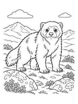 Free printable Cute Wolverine In The Alpine Tundra coloring page