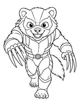 Free printable Cute Wolverine Animal Superhero coloring page