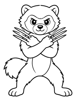 Free printable Cute Wolverine With Crossed Claws coloring page