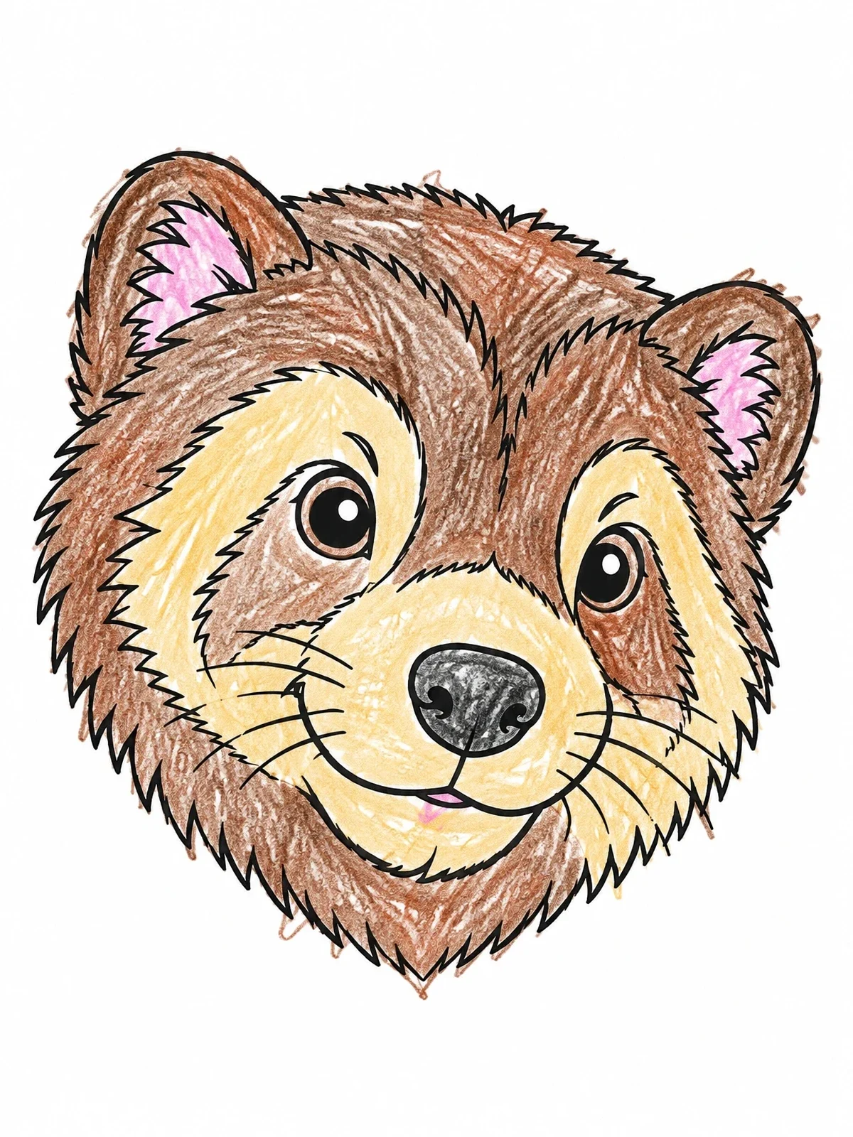 Colored example of the Cute Wolverine Face coloring page
