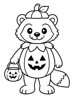 A cute cartoon wolverine wearing a pumpkin costume on this wolverine coloring page.