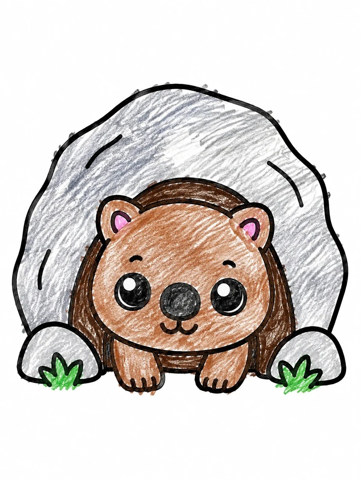 Colored example of the Cute Wombat In Its Burrow coloring page