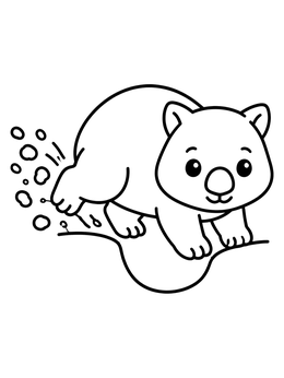Free printable Cute Wombat Digging Dirt coloring page