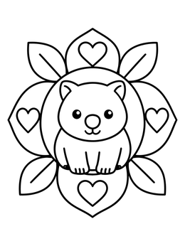 Free printable Cute Wombat In Heart Mandala coloring page