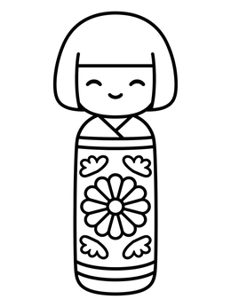 Free printable Cute Wooden Kokeshi Doll coloring page