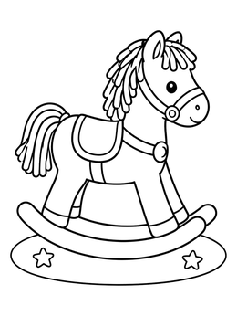 Free printable Cute Wooden Rocking Horse Toy coloring page