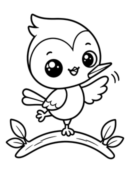 Free printable Cute Woodpecker Waving On Branch coloring page
