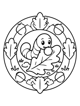 Free printable Cute Worm Nibbling An Oak Leaf coloring page