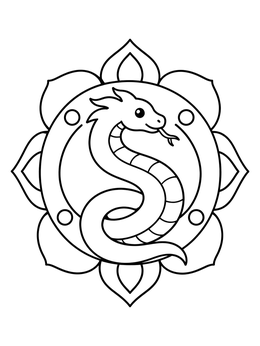 Free printable Cute Wyrm Dragon Mandala coloring page
