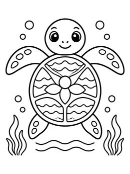 Free printable Cute Zentangle Sea Turtle coloring page