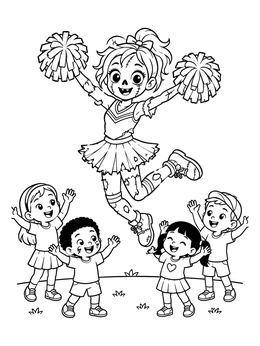 Free printable Cute Zombie Cheerleader Jumping High coloring page