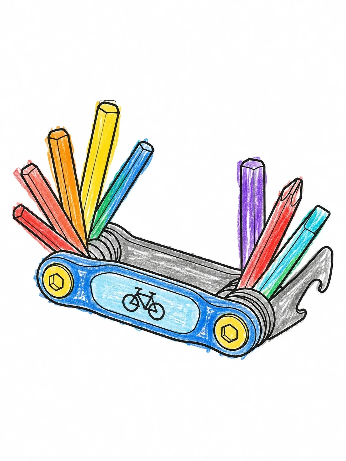 Colored example of the Bicycle Pocket Multi Tool coloring page