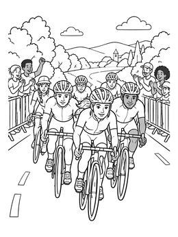 Free printable Bicycle Race Peloton And Cheering Fans coloring page