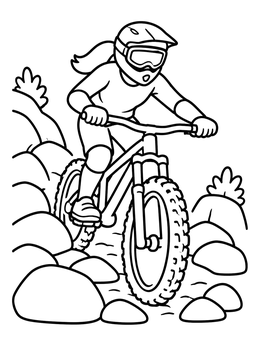 Free printable Mountain Biker On A Rocky Trail coloring page