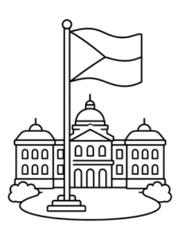 Free printable Czech Flag Outside Historic Building coloring page